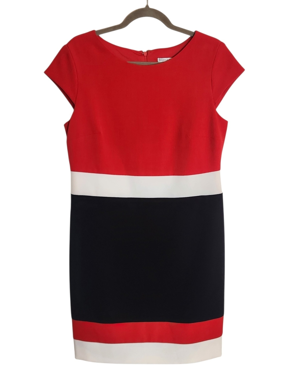 Sandra Darren Red and Black Colorblock Sheath Dress Size 10